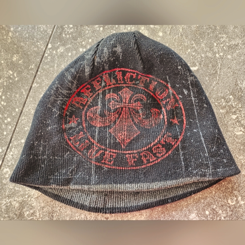 Adult Affliction brand beanie hat reversable